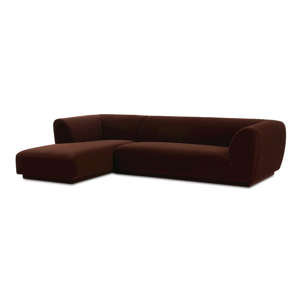 Zandro Channel Tufted Fabric Sectional Chaise Sofa 117" (2 Colors)