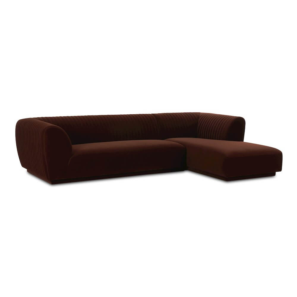 Zandro Channel Tufted Fabric Sectional Chaise Sofa 117" (2 Colors)