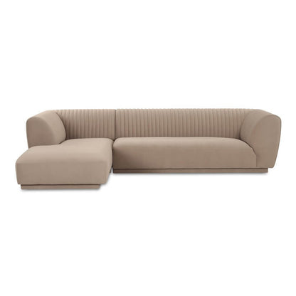 Zandro Channel Tufted Fabric Sectional Chaise Sofa 117" (2 Colors)