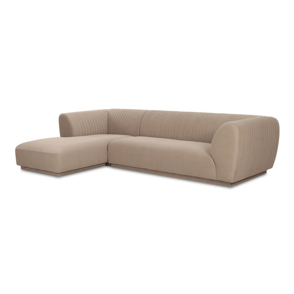 Zandro Channel Tufted Fabric Sectional Chaise Sofa 117" (2 Colors)