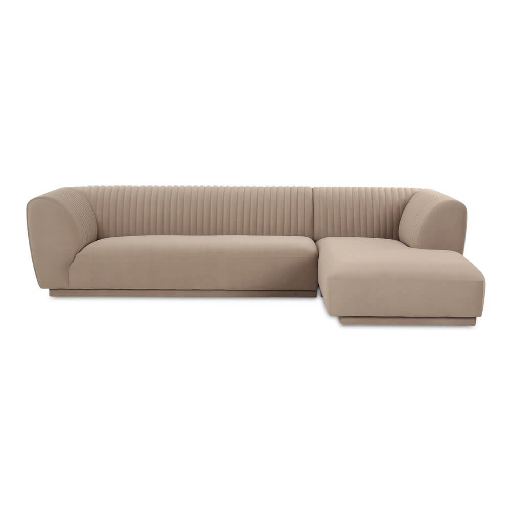 Zandro Channel Tufted Fabric Sectional Chaise Sofa 117" (2 Colors)