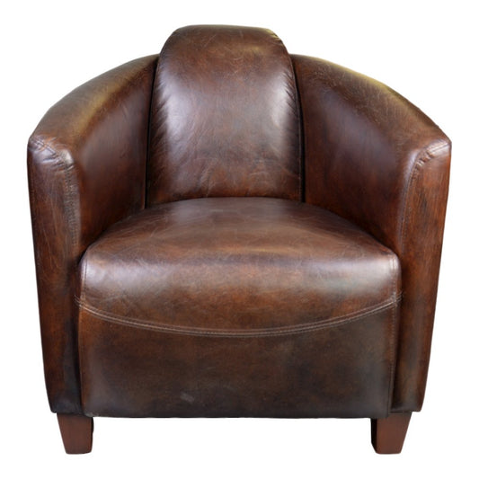 Salzburg Art Deco Club Chair in Dark Brown Top Grain Leather