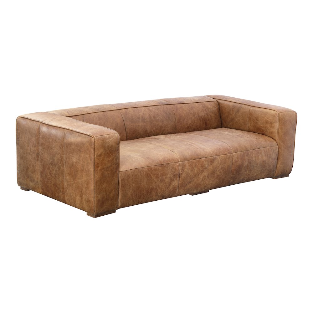 Bolton Modern Genuine Leather Square Arm Sofa 101"