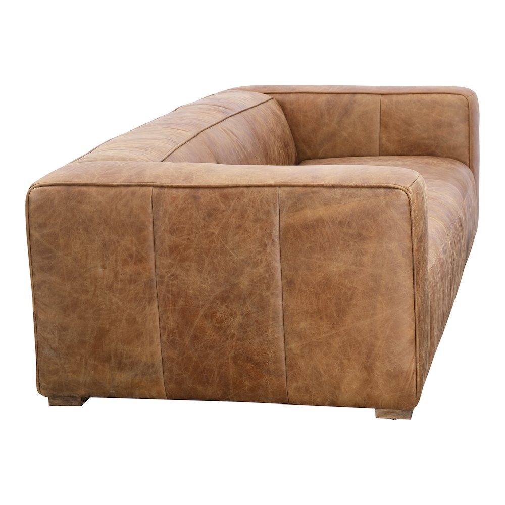 Bolton Modern Genuine Leather Square Arm Sofa 101"