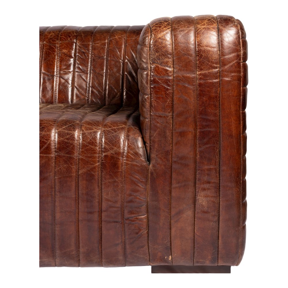 Castle Genuine Leather Channel Tufted Sofa 95" (2 Colors)