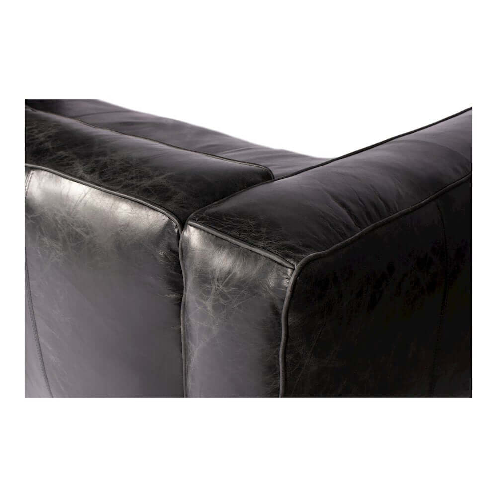 Kirby Modern Black Genuine Leather Sofa 96"