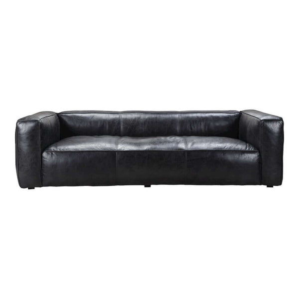 Kirby Luxury Black Genuine Leather Sofa 96