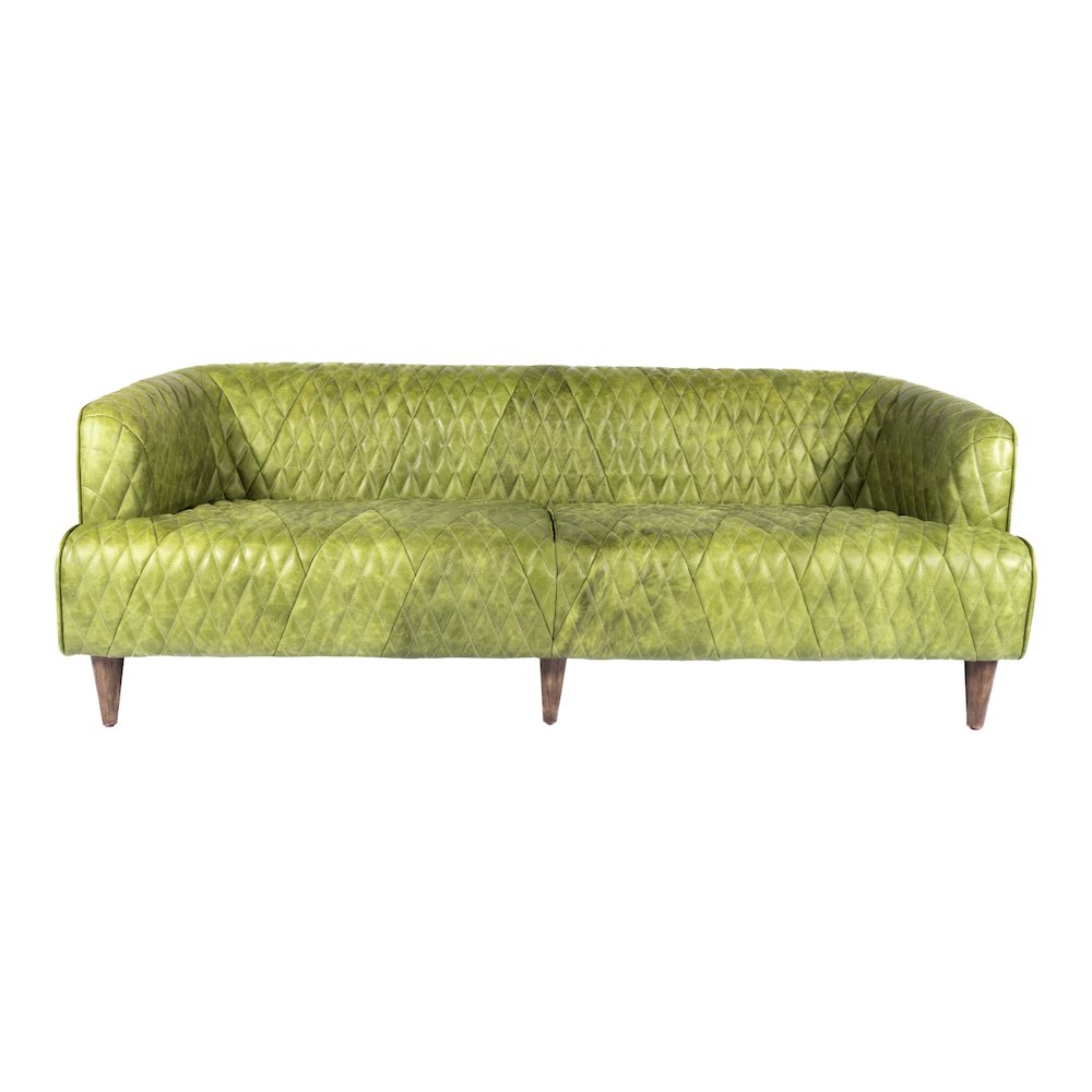 Magdelan MCM Top Grain Leather Sofa in Green 79"