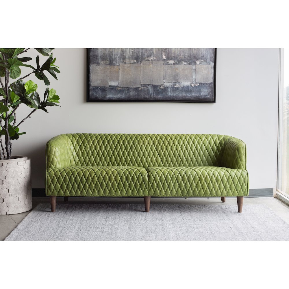 Magdelan MCM Top Grain Leather Sofa in Green 79"