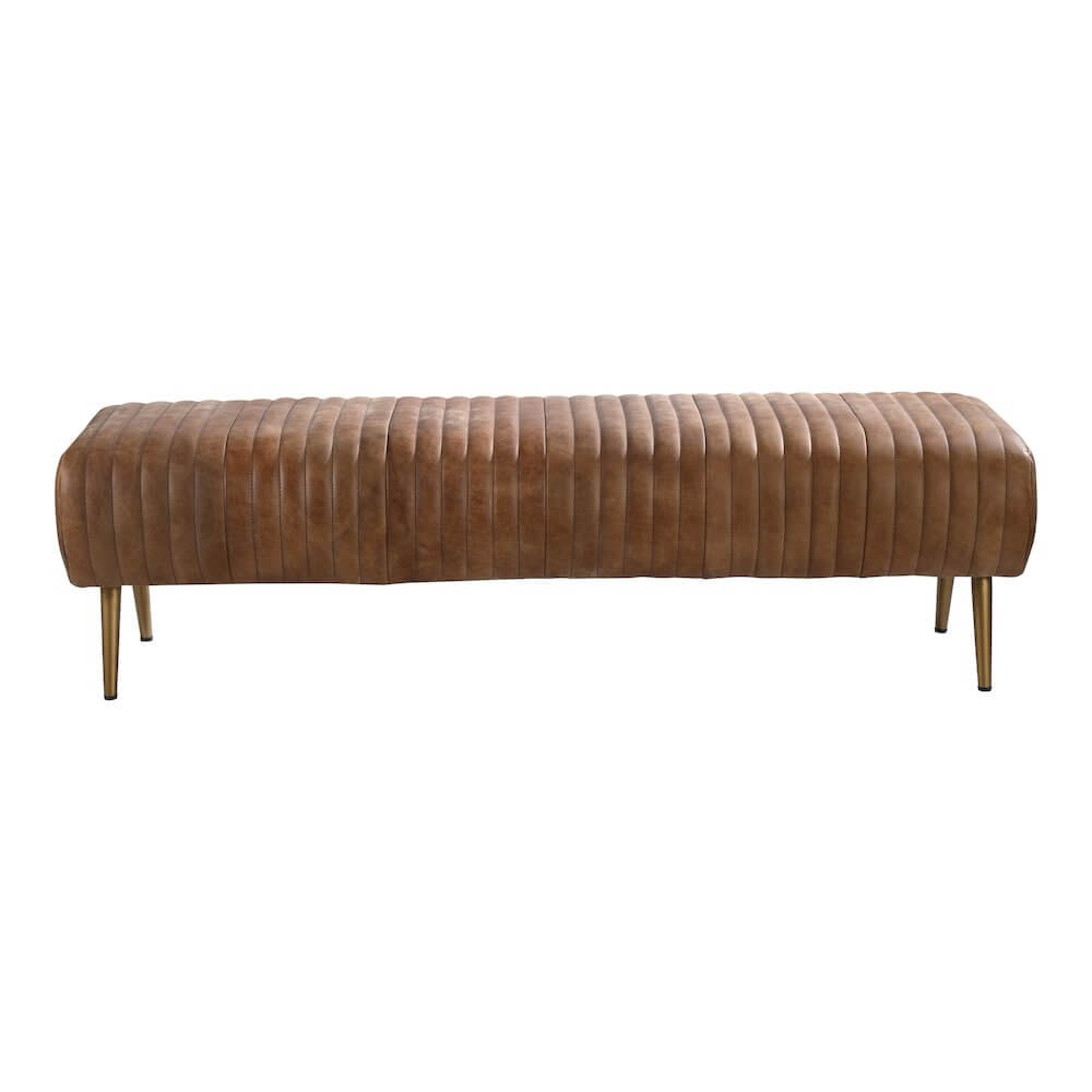 Endora MCM Channel Tufted Top Grain Leather Bench 59"