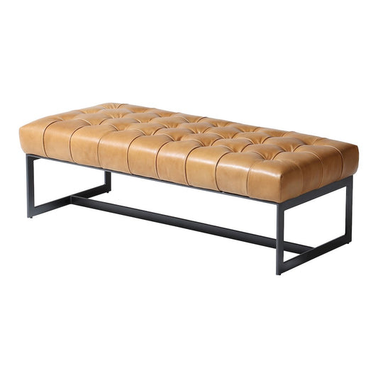 Wyatt Button Tufted Buffalo Leather Bench 54"