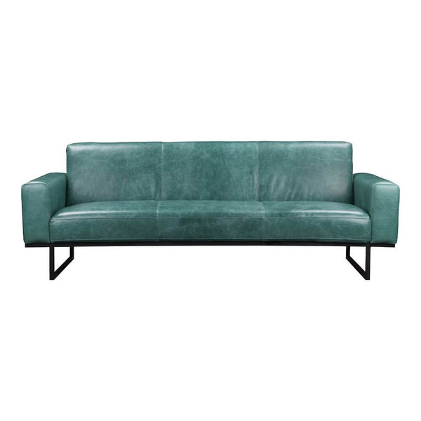 Brock Top Grain Green Leather Sofa 86