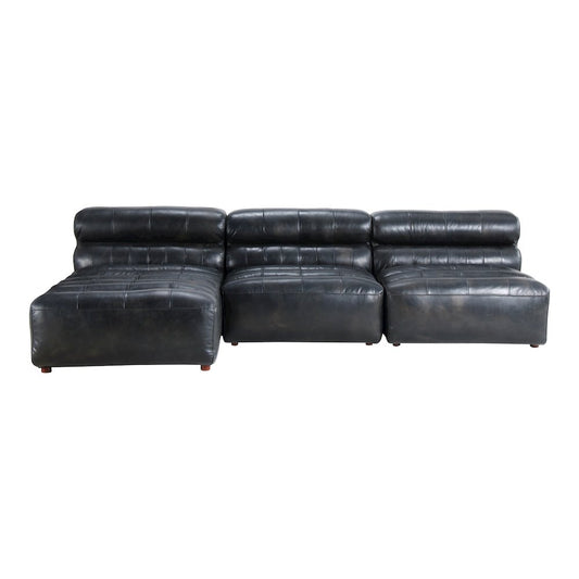 Ramsay Modular Sectional Sofa in Black Buffalo Leather 108"