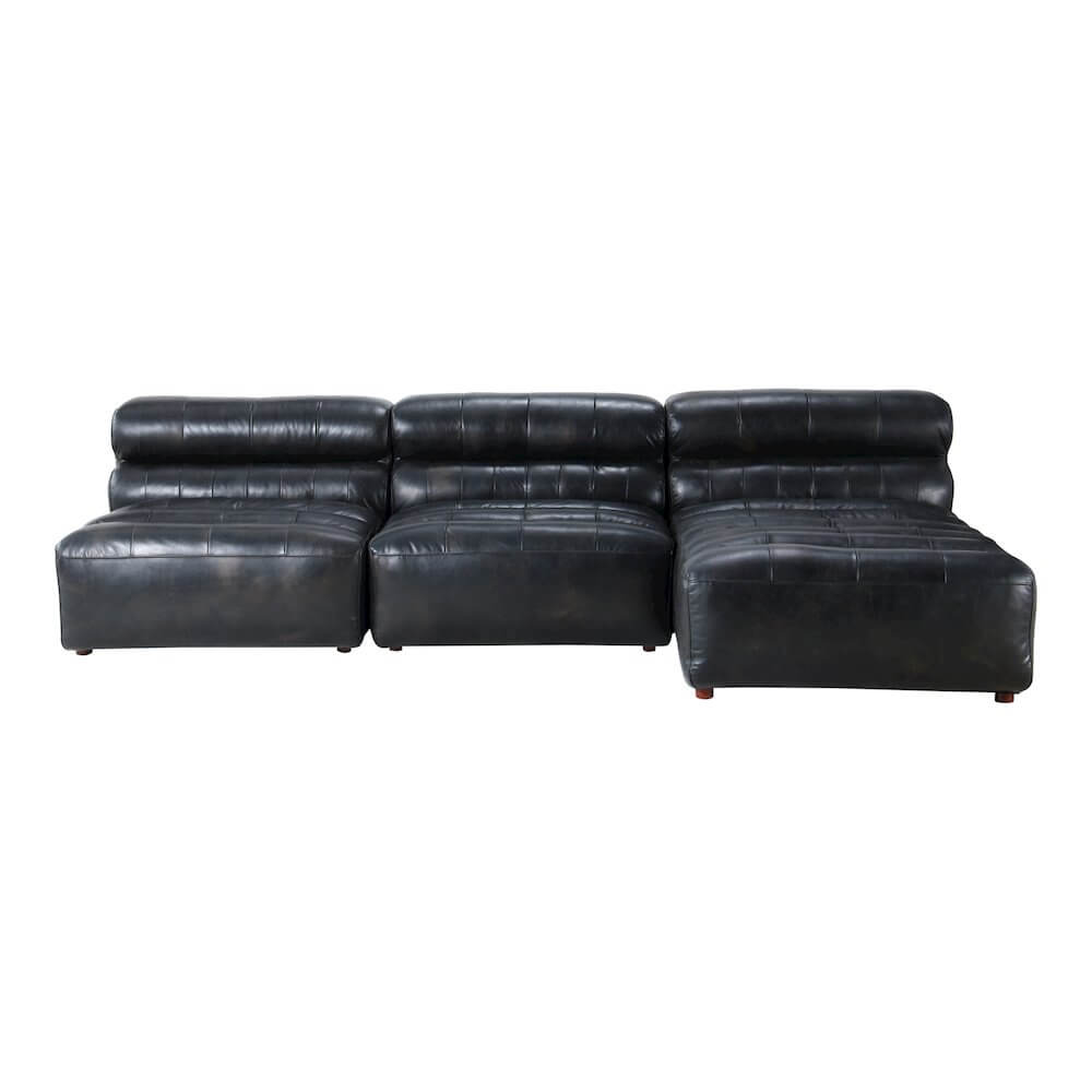 Ramsay Modular Sectional Sofa in Black Buffalo Leather 108"