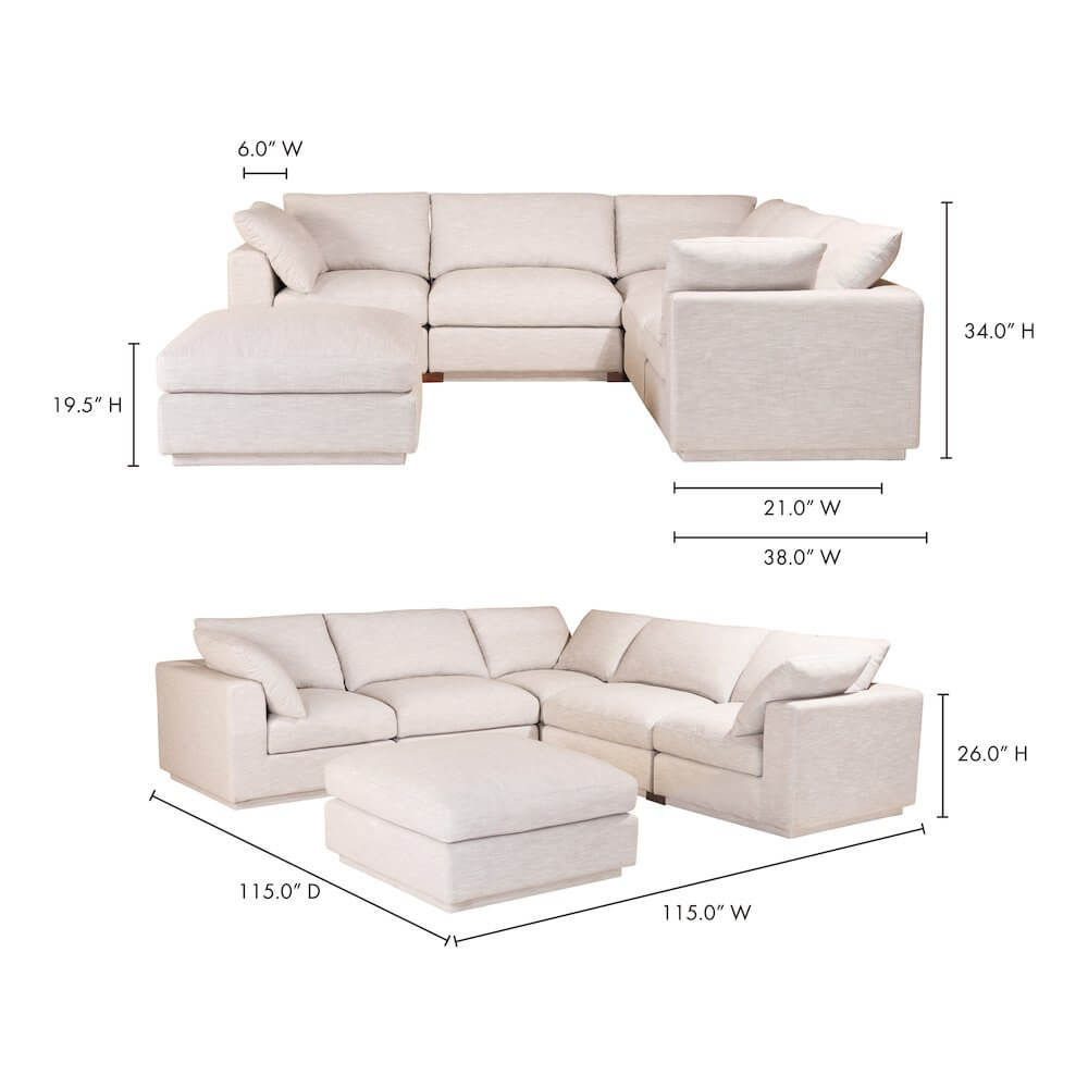 Justin Modern Luxury Modular Sectional in Gray