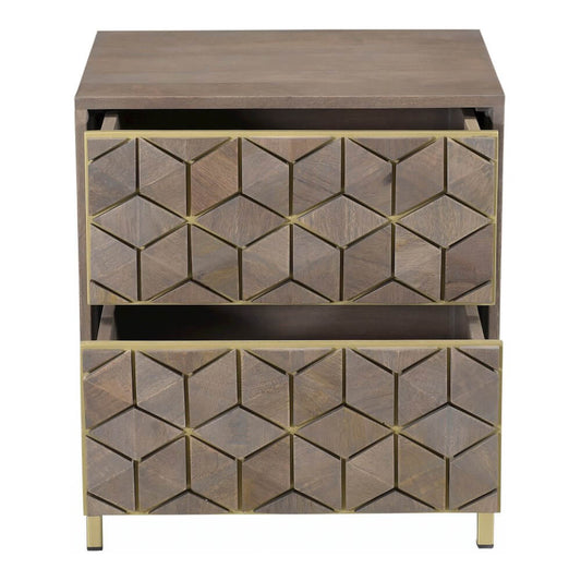 Corolla Modern Geometric 2 Drawer Wood Nightstand 20"