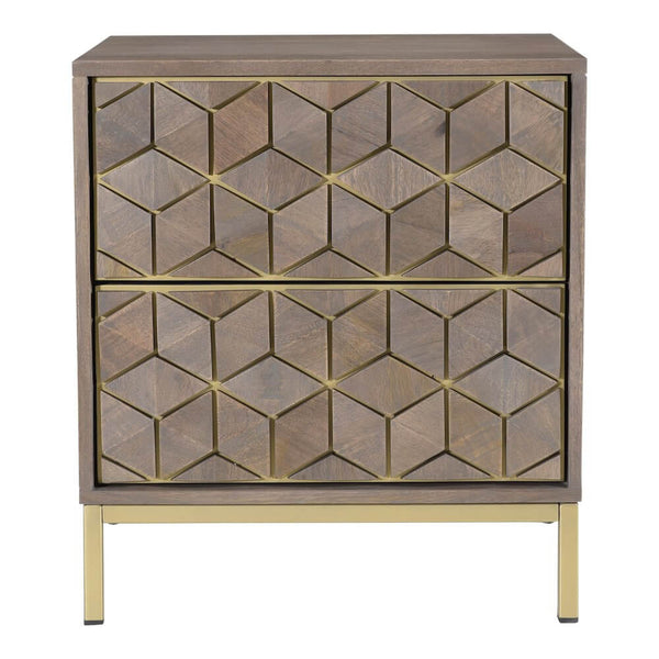 Corolla Modern Geometric 2 Drawer Wood Nightstand 20