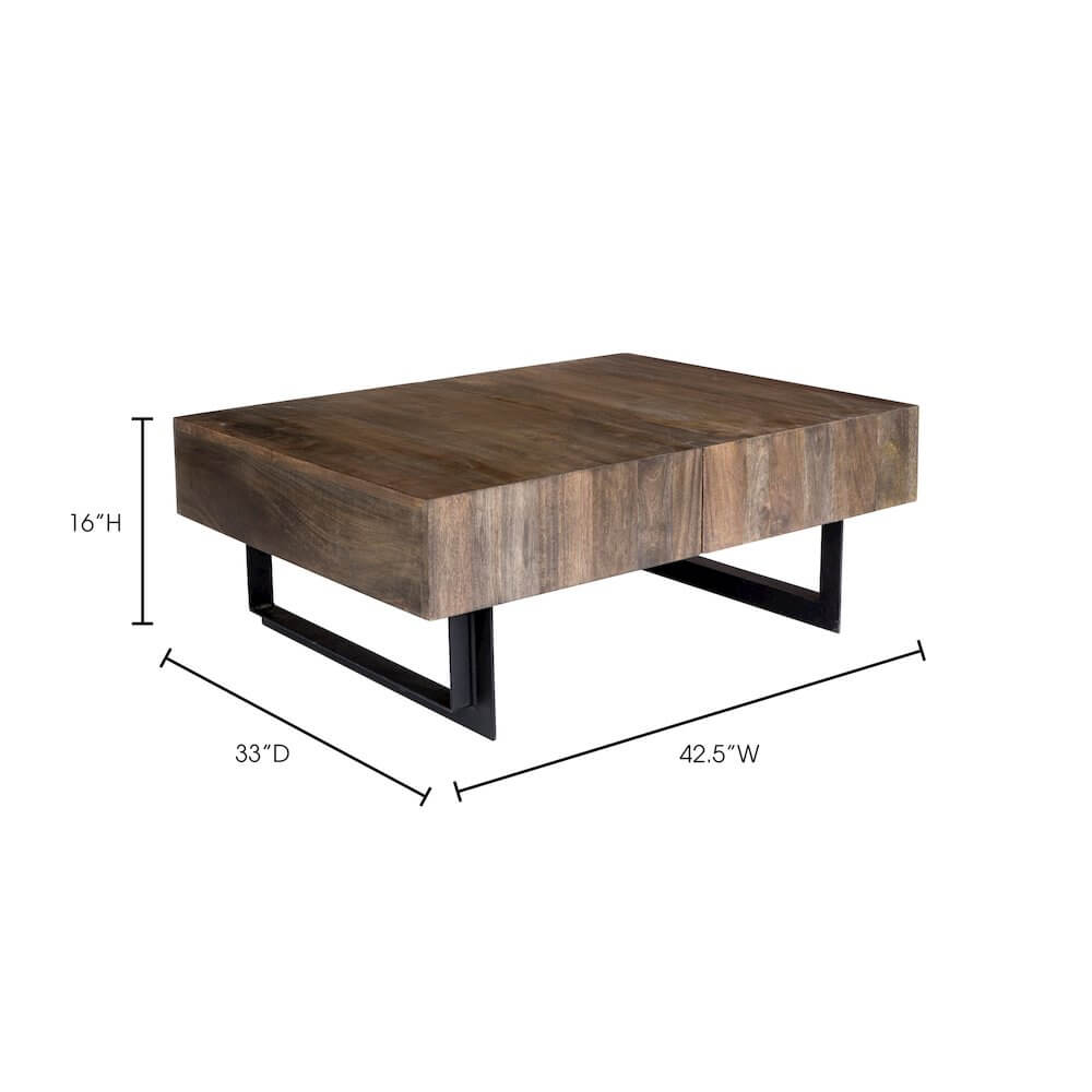 Tiburon Solid Acacia Wood Storage Coffee Table 42"