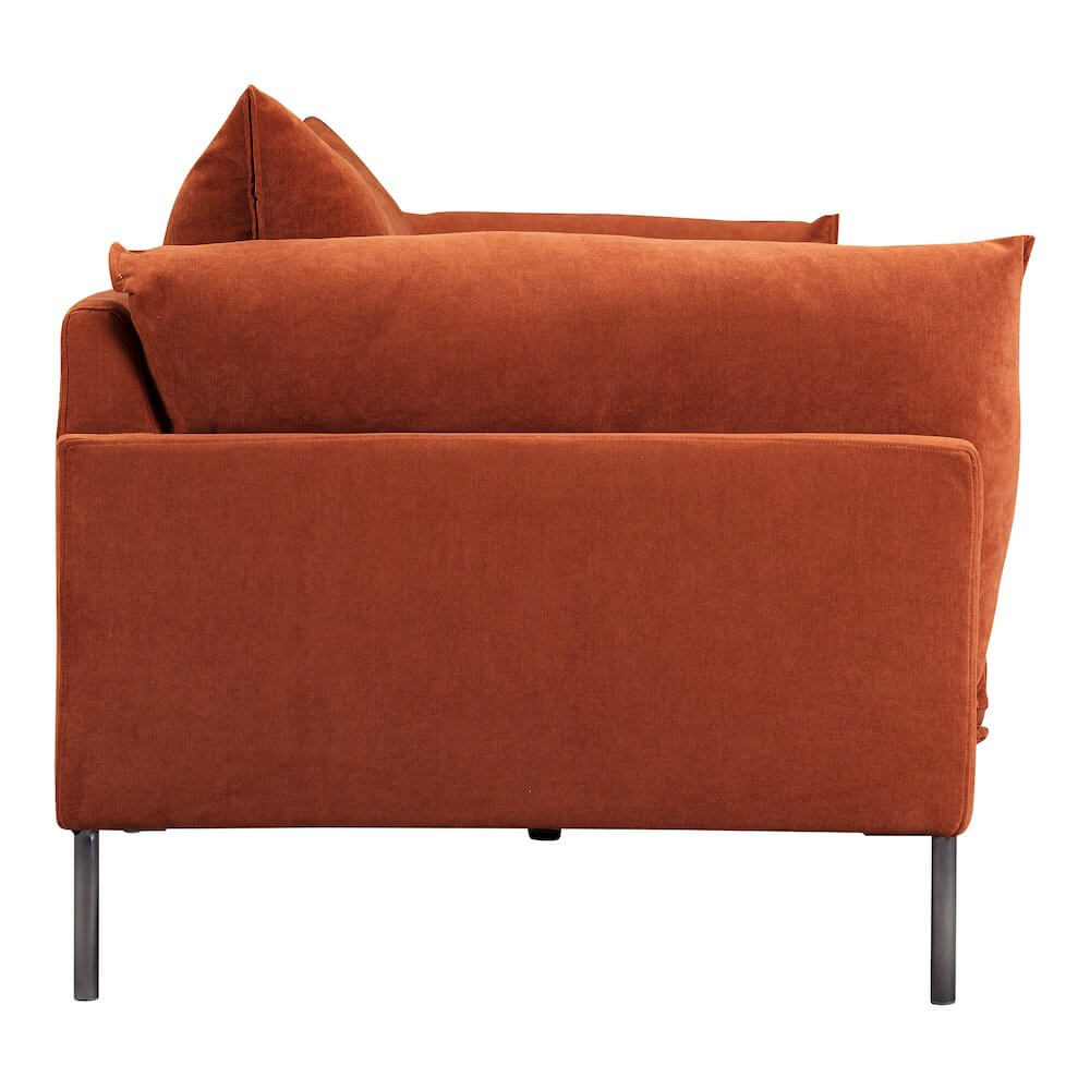 Jamara Plush Auburn Fabric Sofa 94"