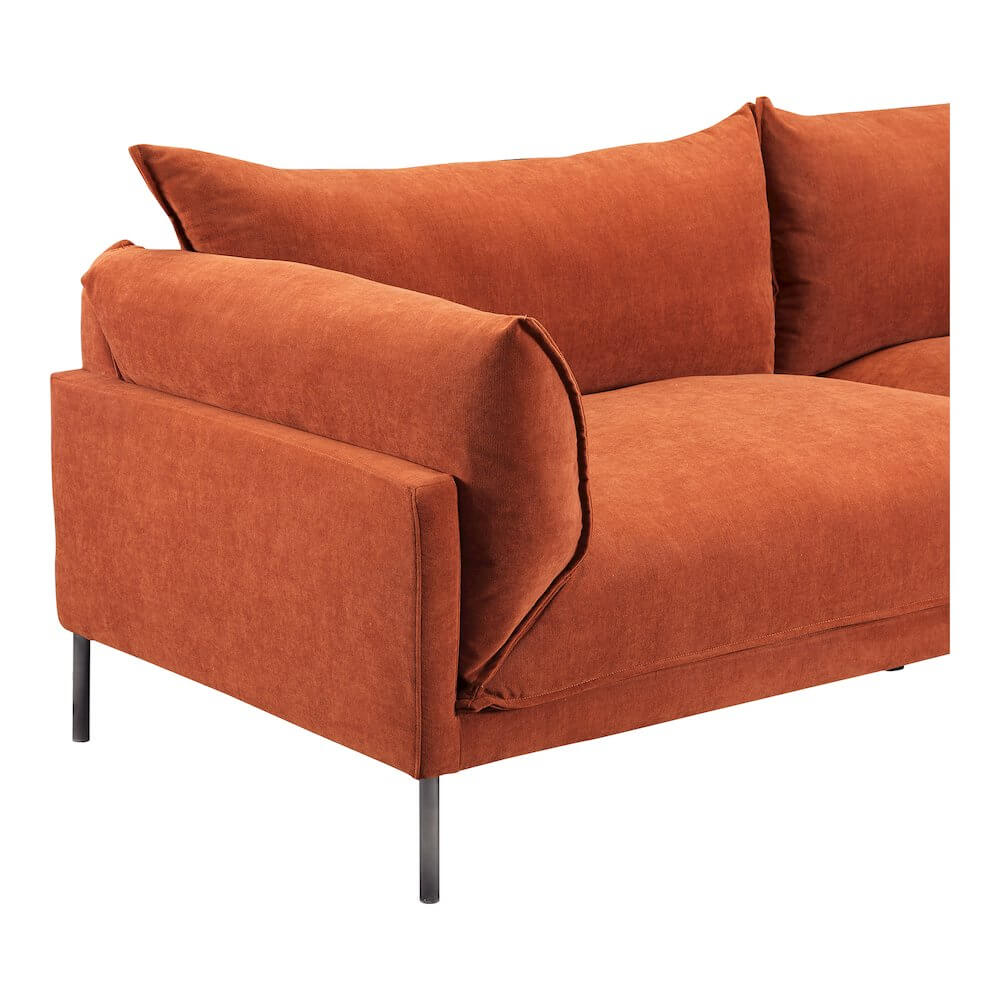 Jamara Plush Auburn Fabric Sofa 94"