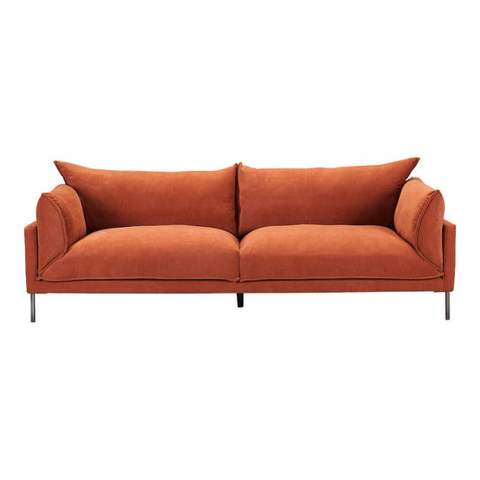 Jamara Plush Auburn Fabric Sofa 94"