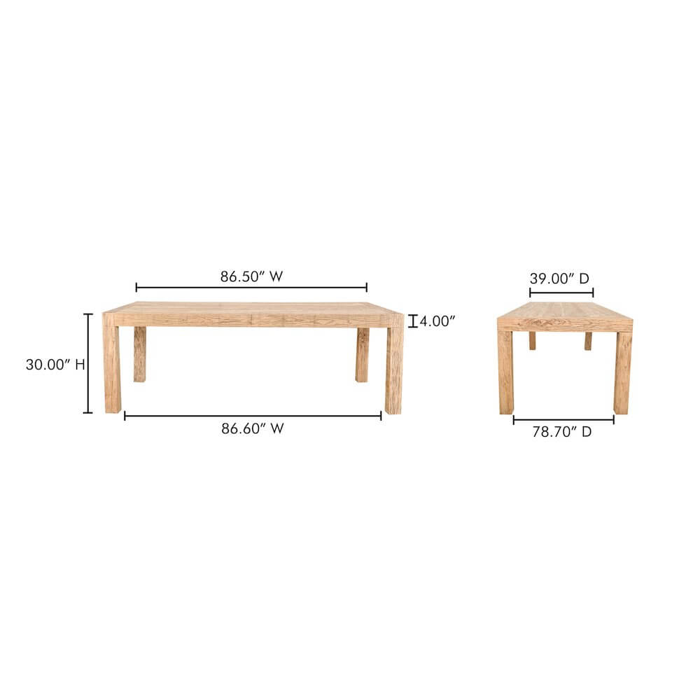 Evander Large Solid Wood Rectangular Dining Table 86"