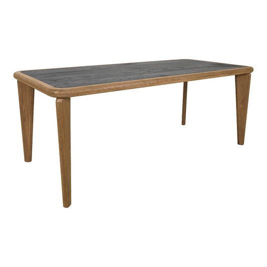 Loden Solid Wood Rectangular Dining Table 76" with Two-Tone Tabletop and Angled Legs