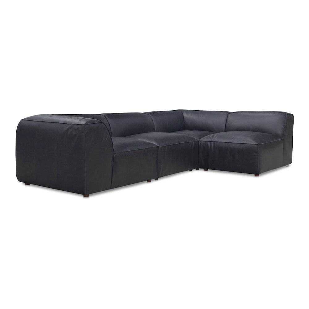 Form Black Genuine Leather Modular Sectional Sofa (2 Sizes)