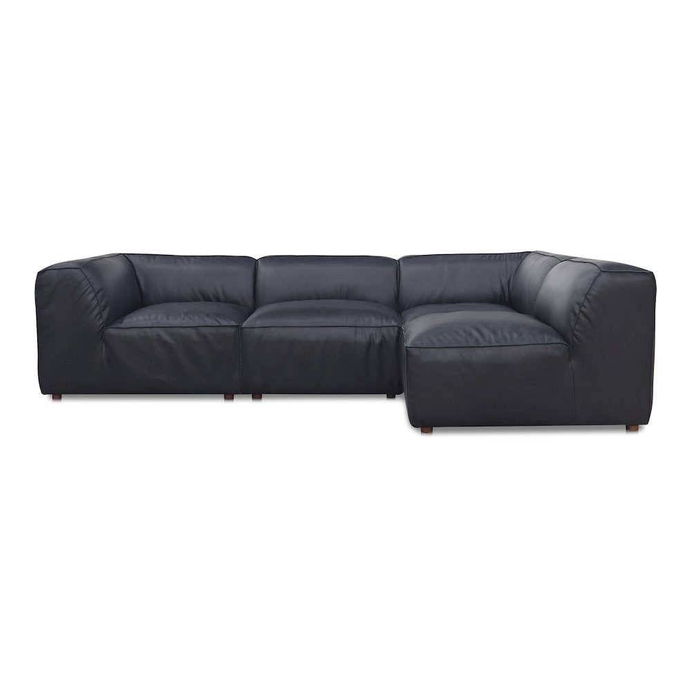 Form Black Genuine Leather Modular Sectional Sofa (2 Sizes)