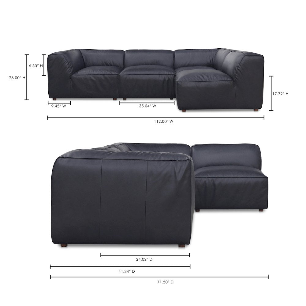 Form Black Genuine Leather Modular Sectional Sofa (2 Sizes)