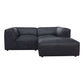 Form Modular 3 Piece Black Genuine Leather Lounge Sofa (91")