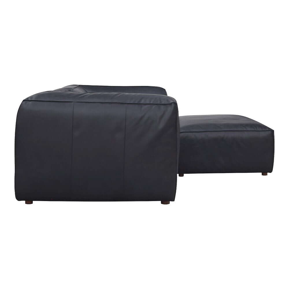 Form Modular 3 Piece Black Genuine Leather Lounge Sofa (91")