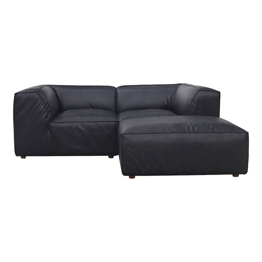 Form Modular 3 Pc Black Genuine Leather Lounge Sofa 91"