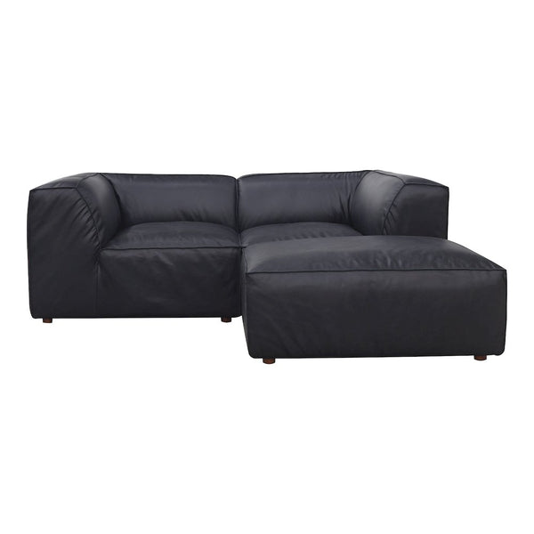 Form Modular 3 Piece Black Genuine Leather Lounge Sofa (91)