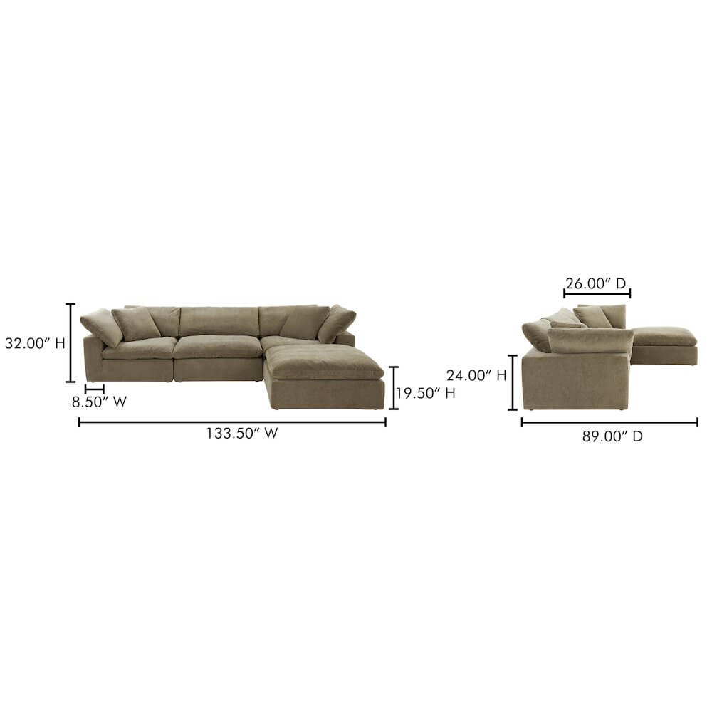 Terra Clay Modern Cloud Modular Sofa Sectional (4 Colors - Various Sizes)