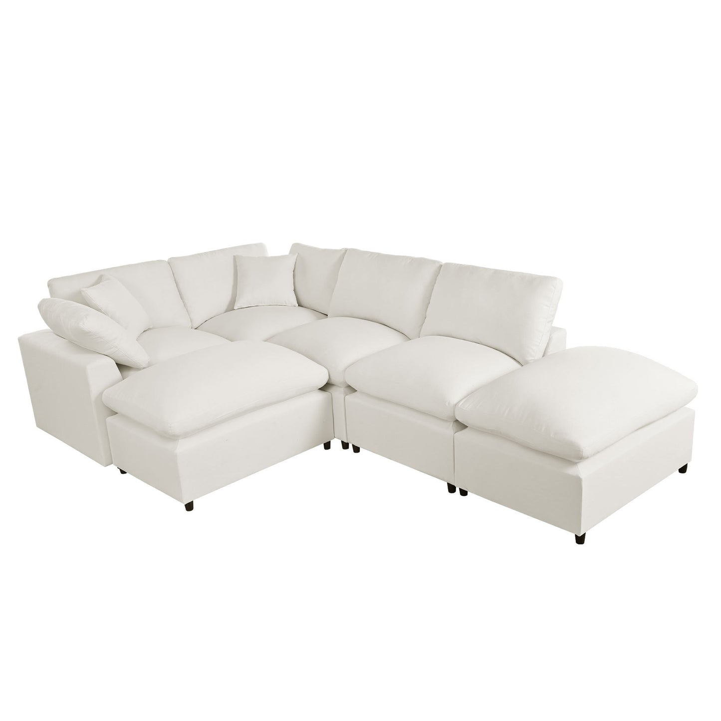 Modern Plush U-Shape Modular 2 Ottoman Sectional Sofa 134" (2 Colors)