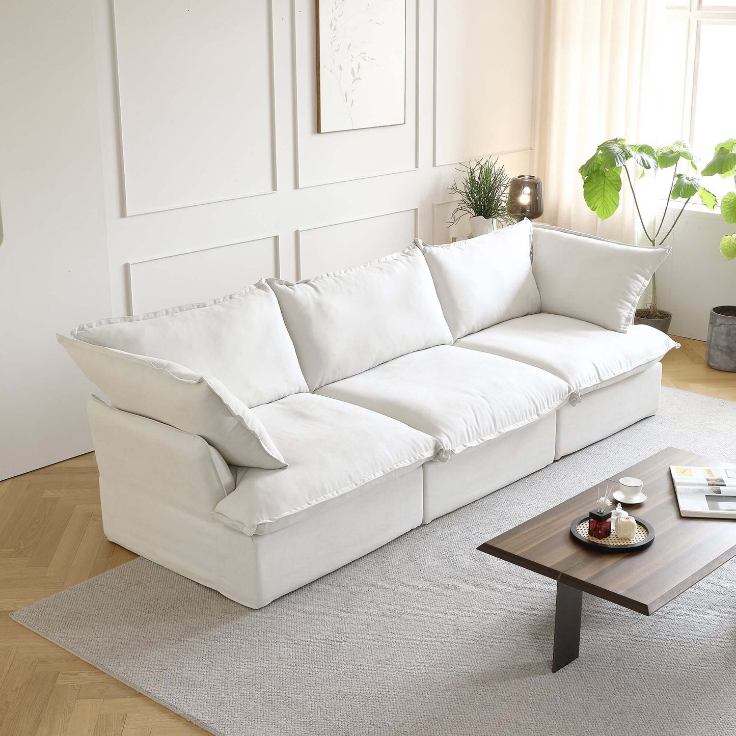 Modular Cloud Comfort Sectional Sofa in Beige or White - Sections Sold Individually - Revel Sofa 