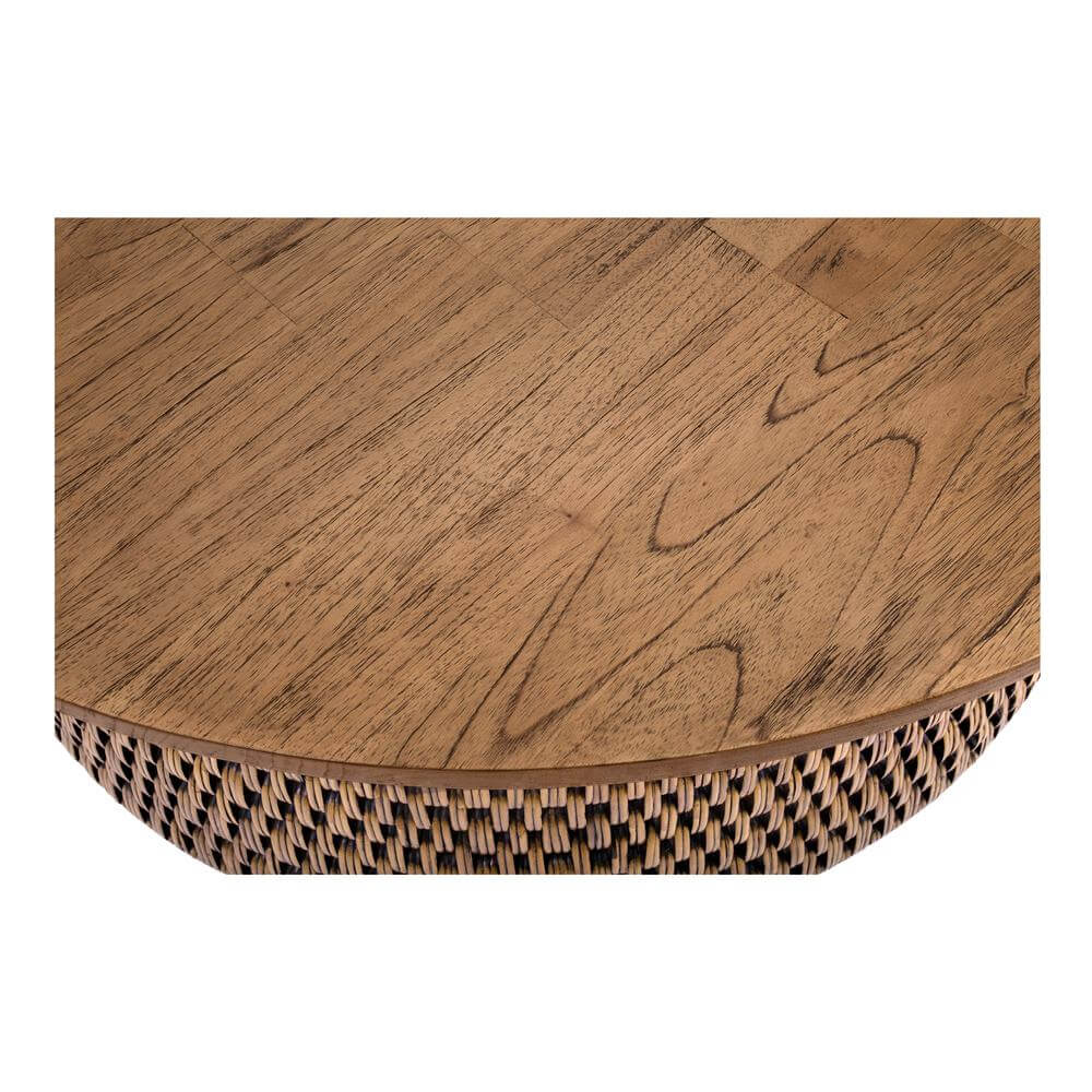 Kamari Rattan Round Coffee Table Solid Wood Top 44"