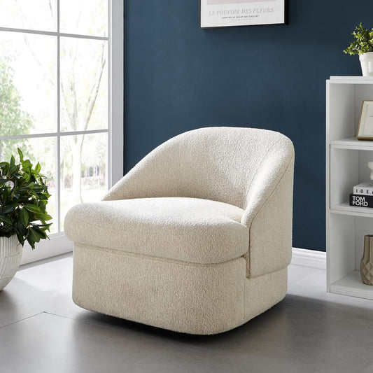 Hurley Chenille Fabric Swivel Accent Lounge Chair in Beige