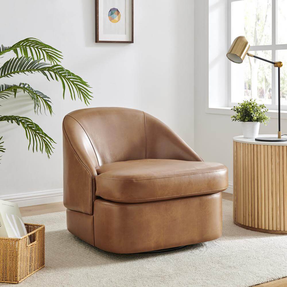 Hurley PU Leather Swivel Accent Chair