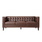 Mirod MCM Tufted Faux Leather 3 Seat Sofa 76"