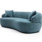 Modern Curved Boucle Fabric 3 Seat Sofa in Blue - Luxurious and Comfortable Sinuous Design