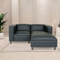 Black Faux Leather Modern L-Shaped Chaise Sofa 84" - Revel Sofa 