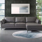 Meka Top Grain Gray Leather Sectional RF Chaise Sofa - Revel Sofa 