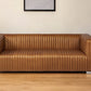 Modern Channel Tufted Genuine Leather Sofa 87”