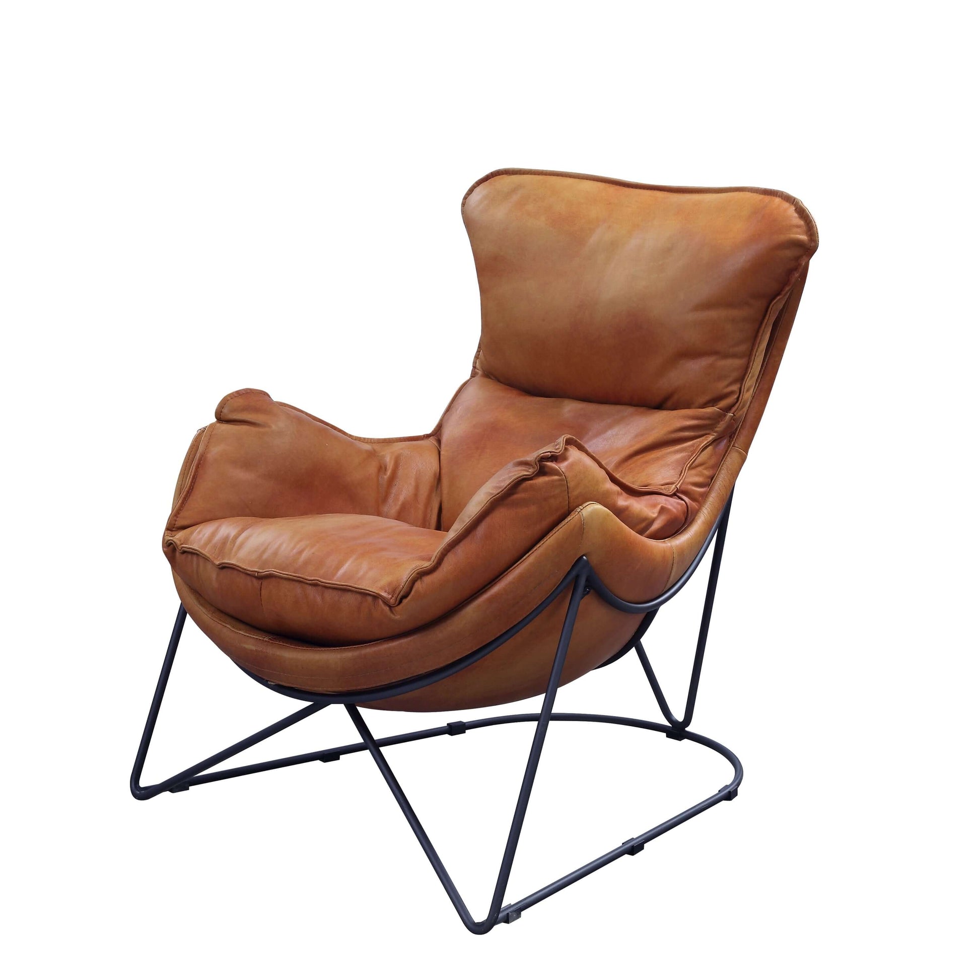 Thurshan Accent Lounge Chair, Aperol Top Grain Leather Cognac - Revel Sofa 