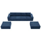 Modular U Shape Dual Chaise Chenille Fabric Sectional Sofa in Blue with Customizable Layout