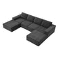 Modular U Shape Dual Chaise Chenille Fabric Sectional Sofa 110" in dark color featuring customizable and plush seating for versatile living spaces