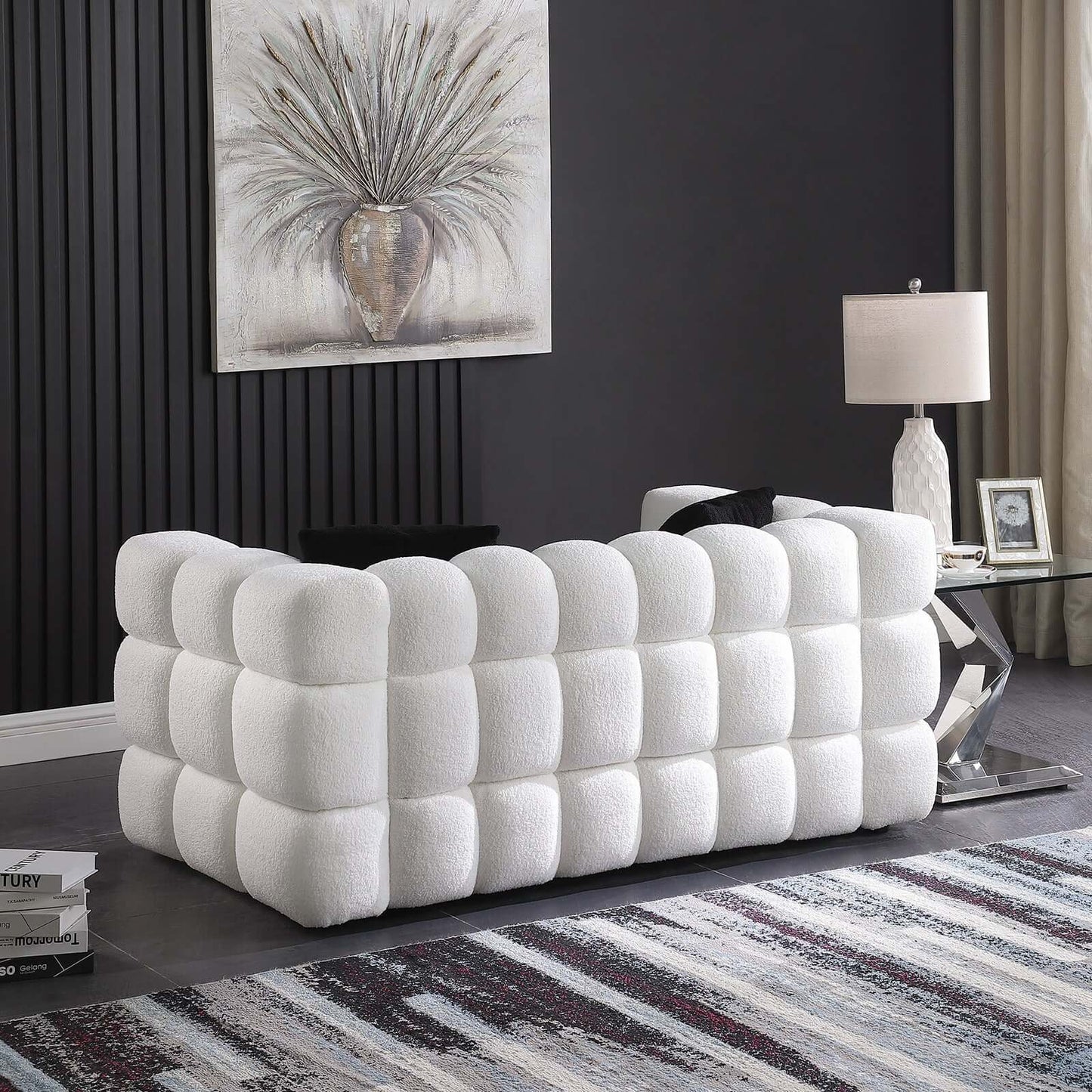 Modern Tufted Marshmallow Boucle Sofa (3 Colors)