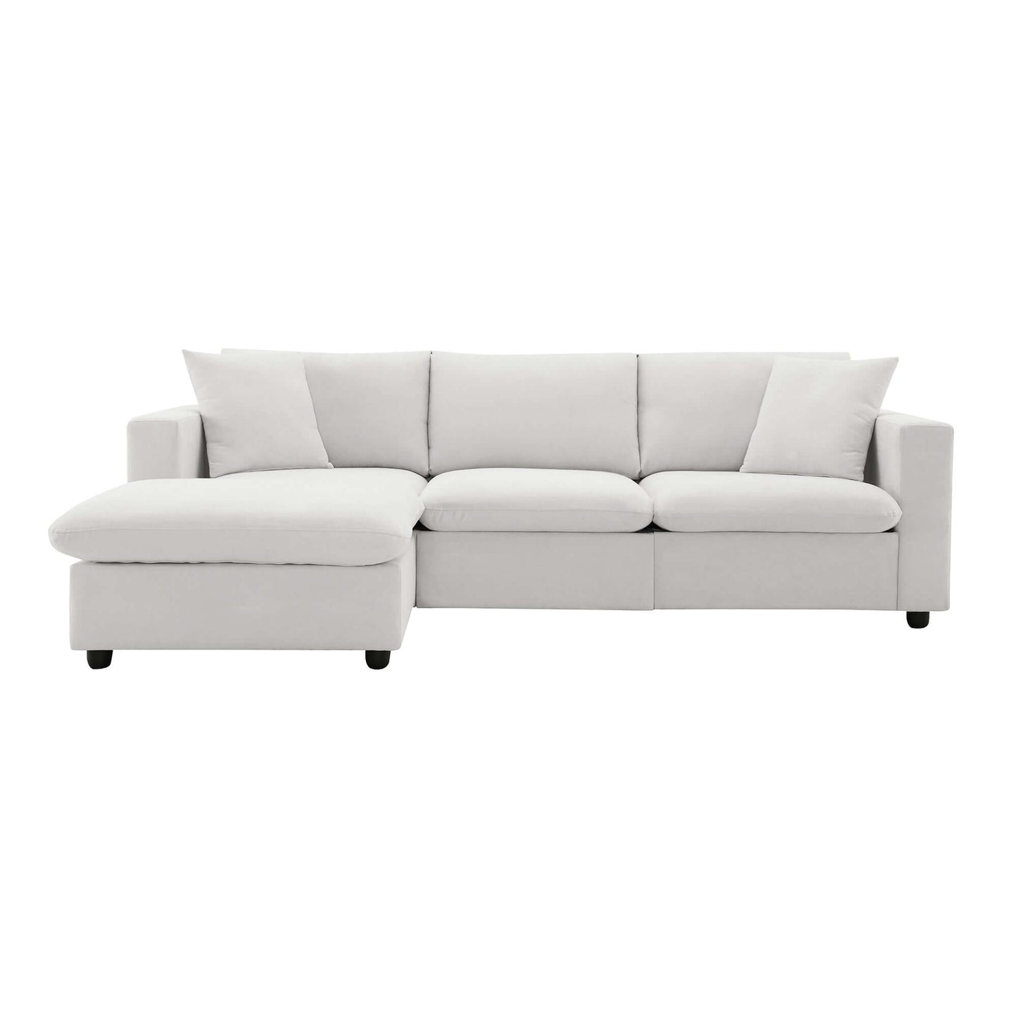 Modern Sectional Chaise Sofa Convertible Ottoman 4 Colors (100")